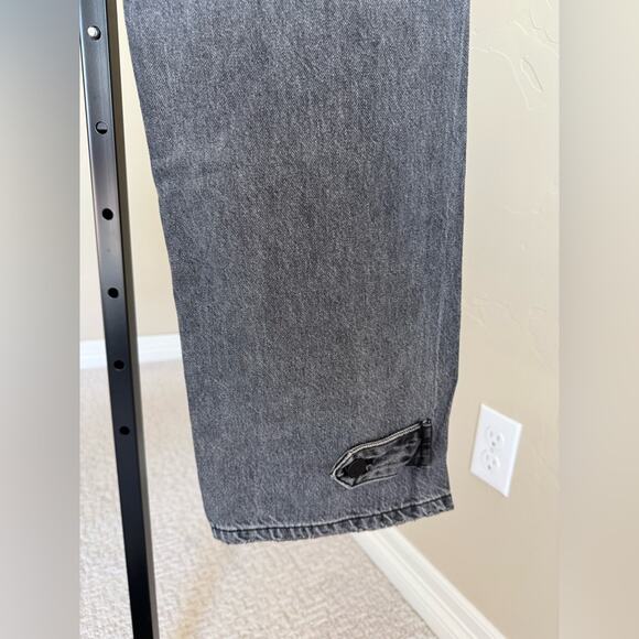 Sandrine Rose X Anthroplogie Wide Leg Cargo Jeans Womens 26 Black Wash New Nwt - Picture 5 of 7